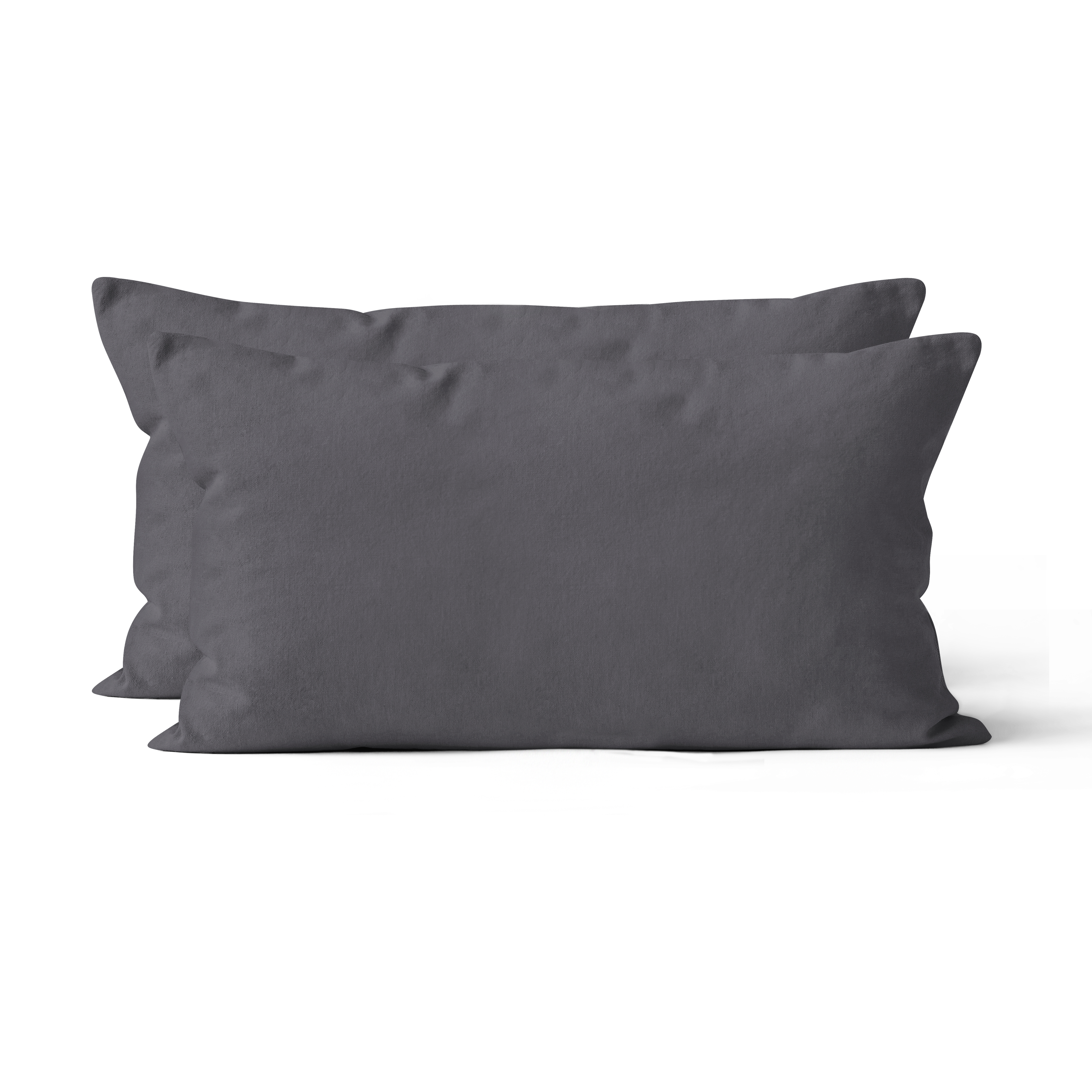 2er Set Renforcé UNI Kissenhüllen 40x80 cm anthrazit
