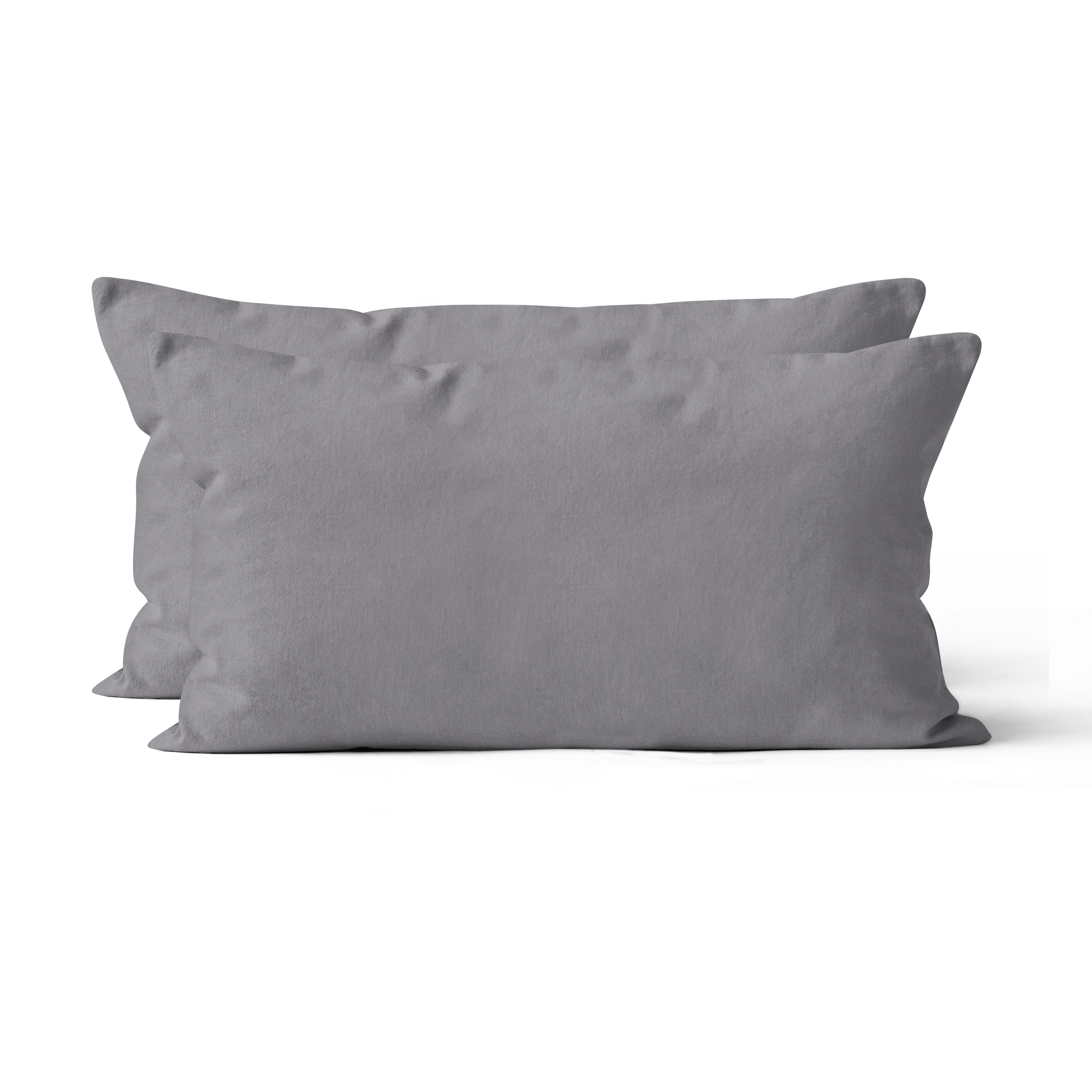 2er Set Renforcé UNI Kissenhüllen 40x80 cm grau