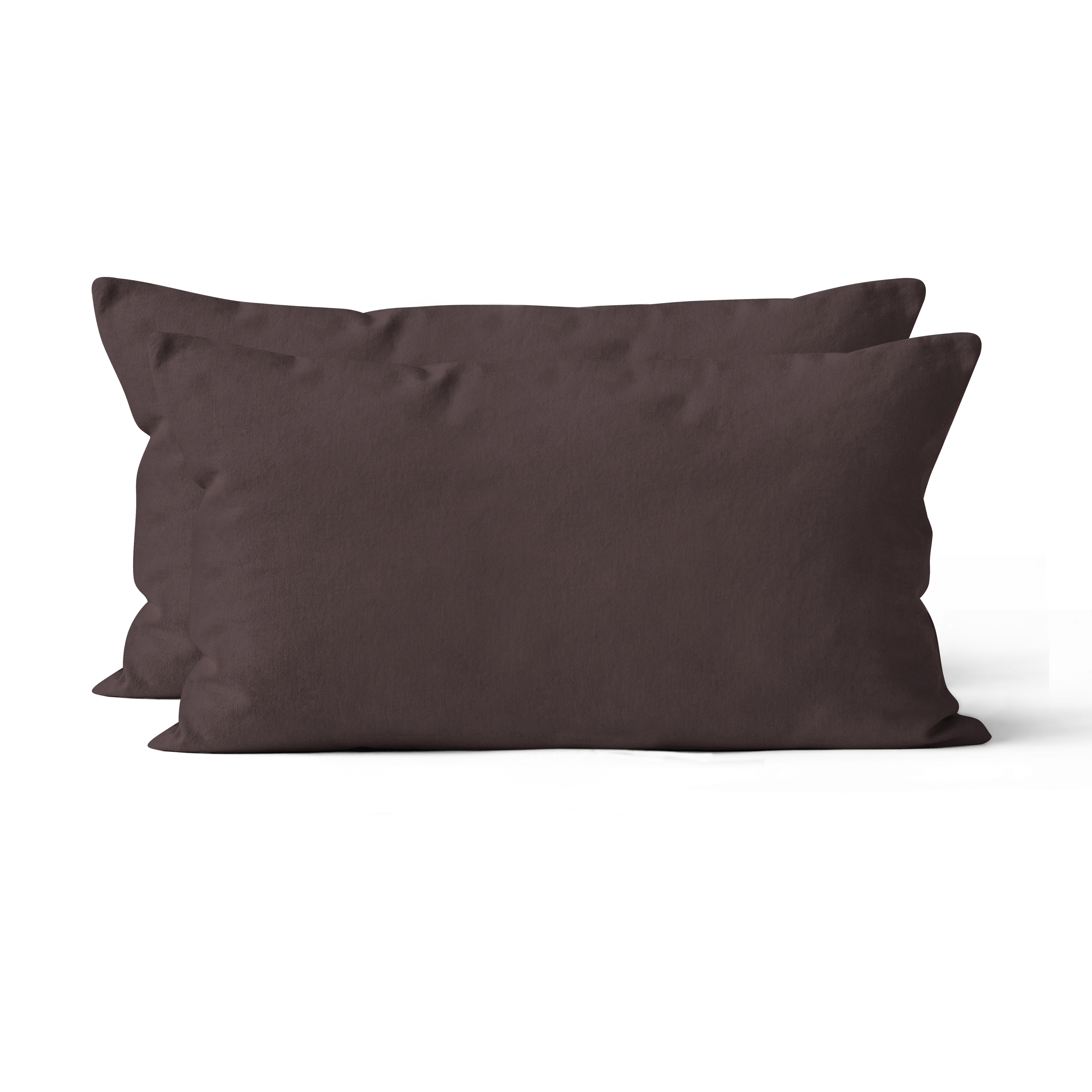 2er Set Renforcé UNI Kissenhüllen 40x80 cm braun