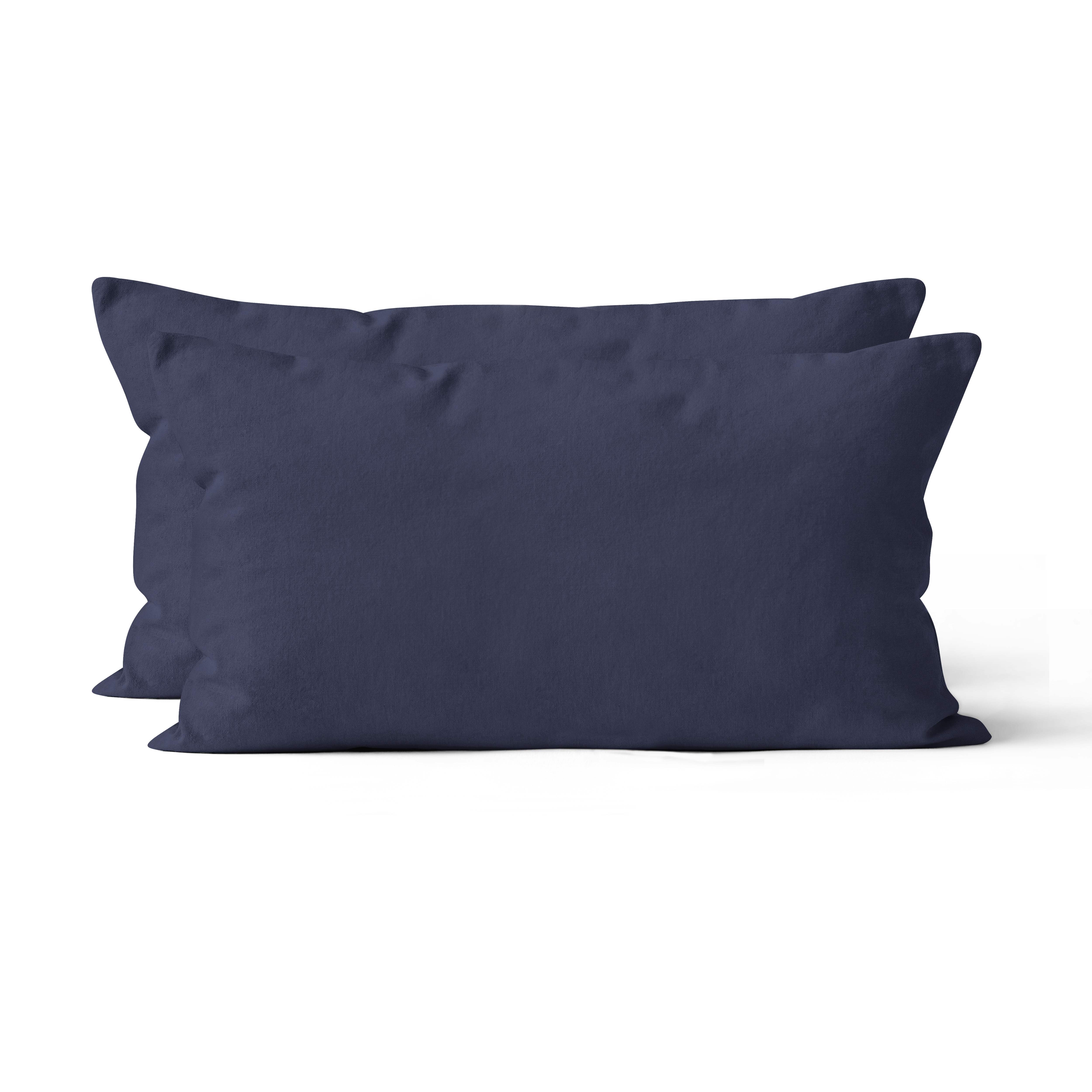 2er Set Renforcé UNI Kissenhüllen 40x80 cm navyblau